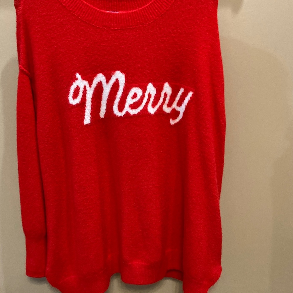 CeCe Red 'Merry' Crew Neck Sweater